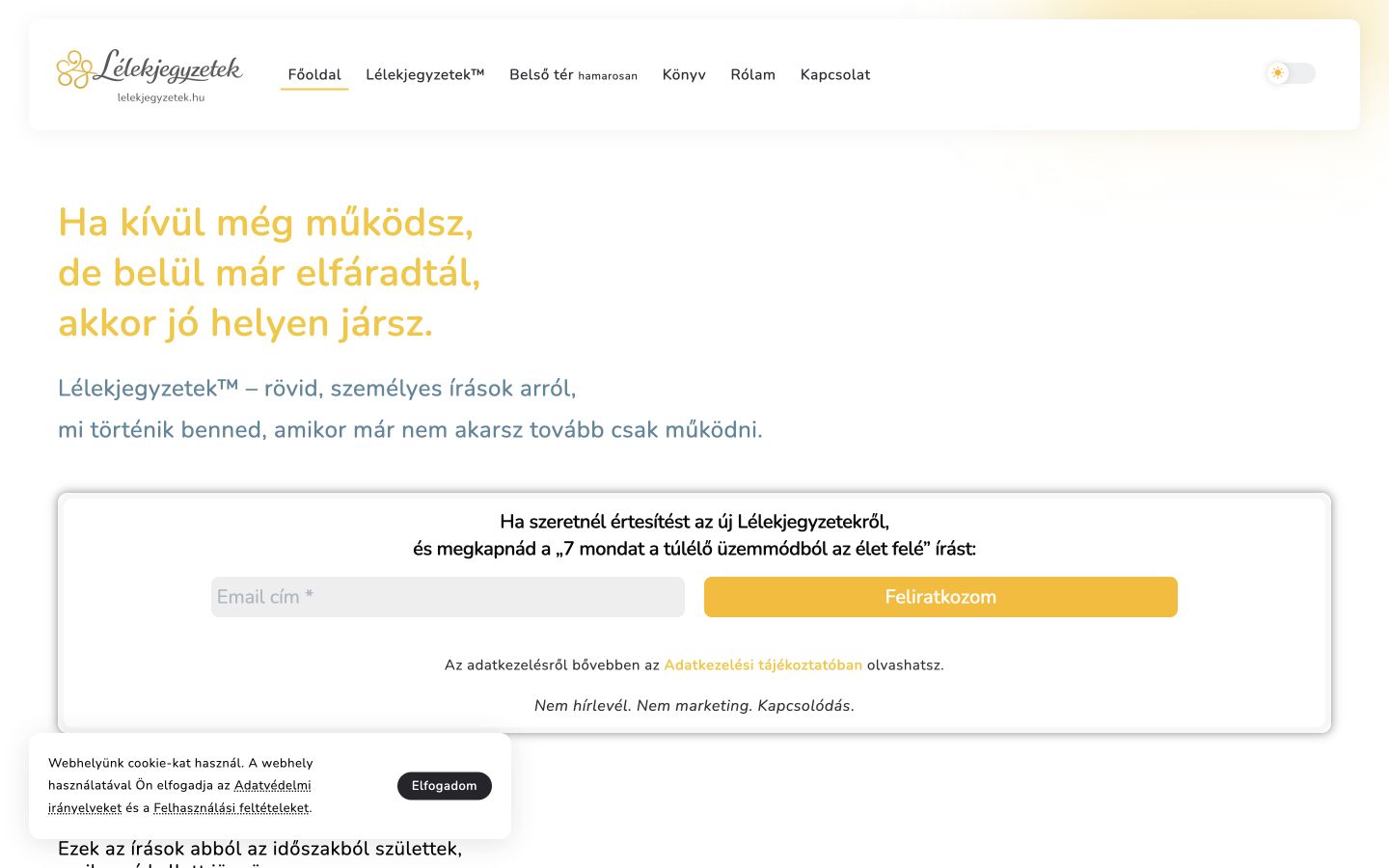 Lélekjegyzetek — Live website capture