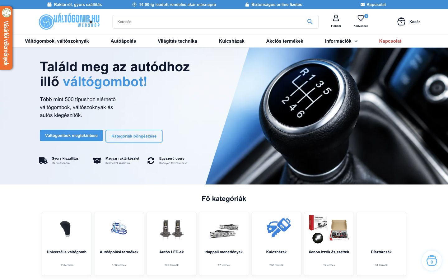 Váltógomb — Live website capture